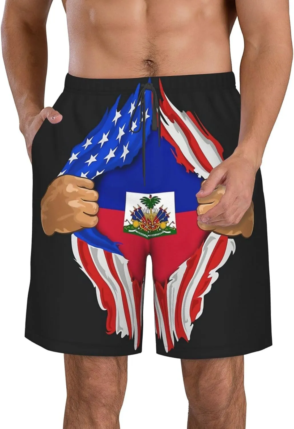 Cute Panda Men'S Swim Shorts Beach Trunks Quick Dry Hawaiian Swimming Shorts with Pockets