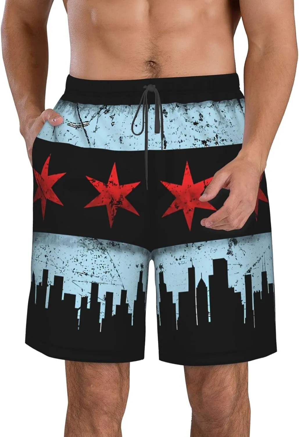 Cute Panda Men'S Swim Shorts Beach Trunks Quick Dry Hawaiian Swimming Shorts with Pockets