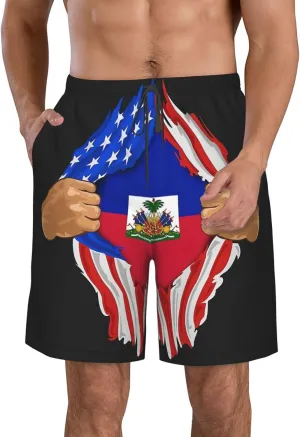 Cute Panda Men'S Swim Shorts Beach Trunks Quick Dry Hawaiian Swimming Shorts with Pockets