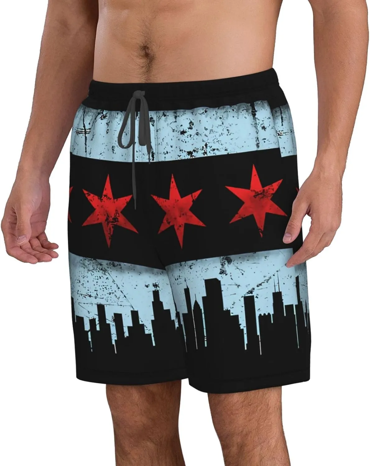 Cute Panda Men'S Swim Shorts Beach Trunks Quick Dry Hawaiian Swimming Shorts with Pockets