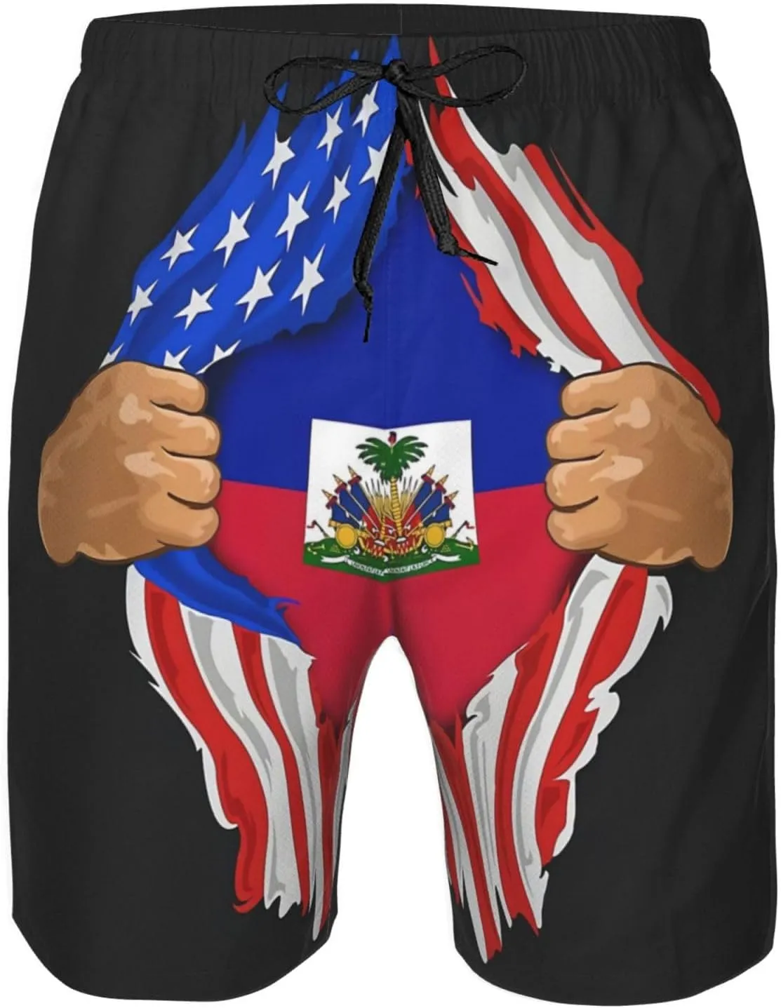 Cute Panda Men'S Swim Shorts Beach Trunks Quick Dry Hawaiian Swimming Shorts with Pockets