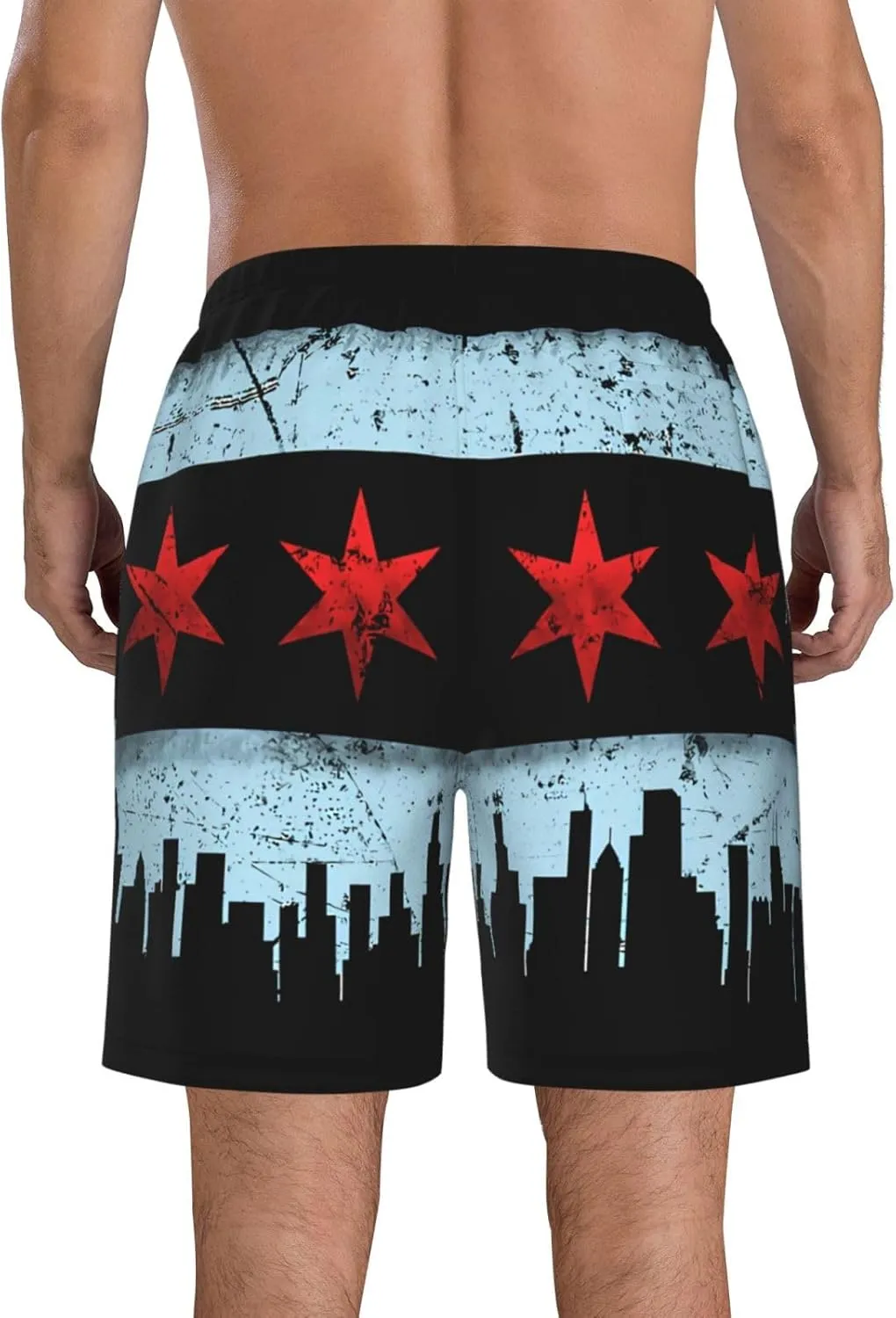 Cute Panda Men'S Swim Shorts Beach Trunks Quick Dry Hawaiian Swimming Shorts with Pockets
