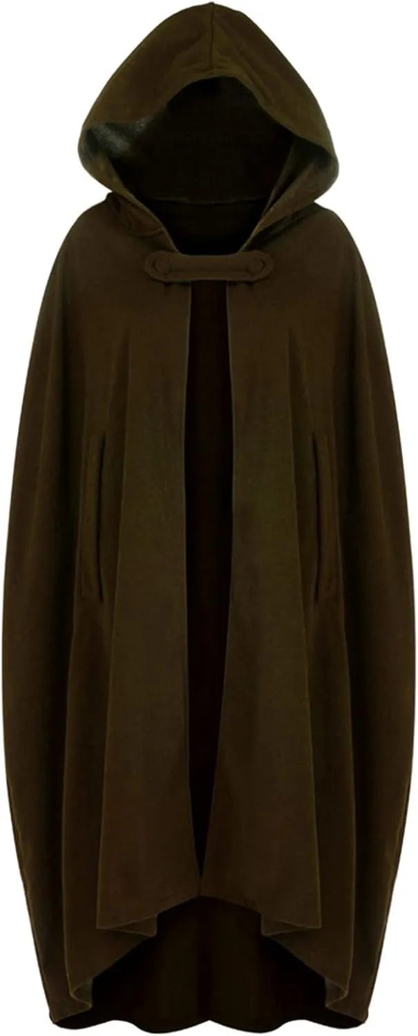 DDAPJ pyju Womens Hooded Open Front Cardigan Wool Blend Long Cape Coat Winter Casual Maxi Cloak Trench Coat Outwear Jacket