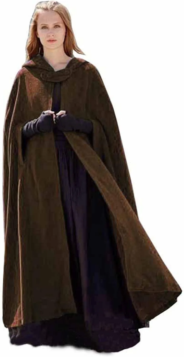 DDAPJ pyju Womens Hooded Open Front Cardigan Wool Blend Long Cape Coat Winter Casual Maxi Cloak Trench Coat Outwear Jacket
