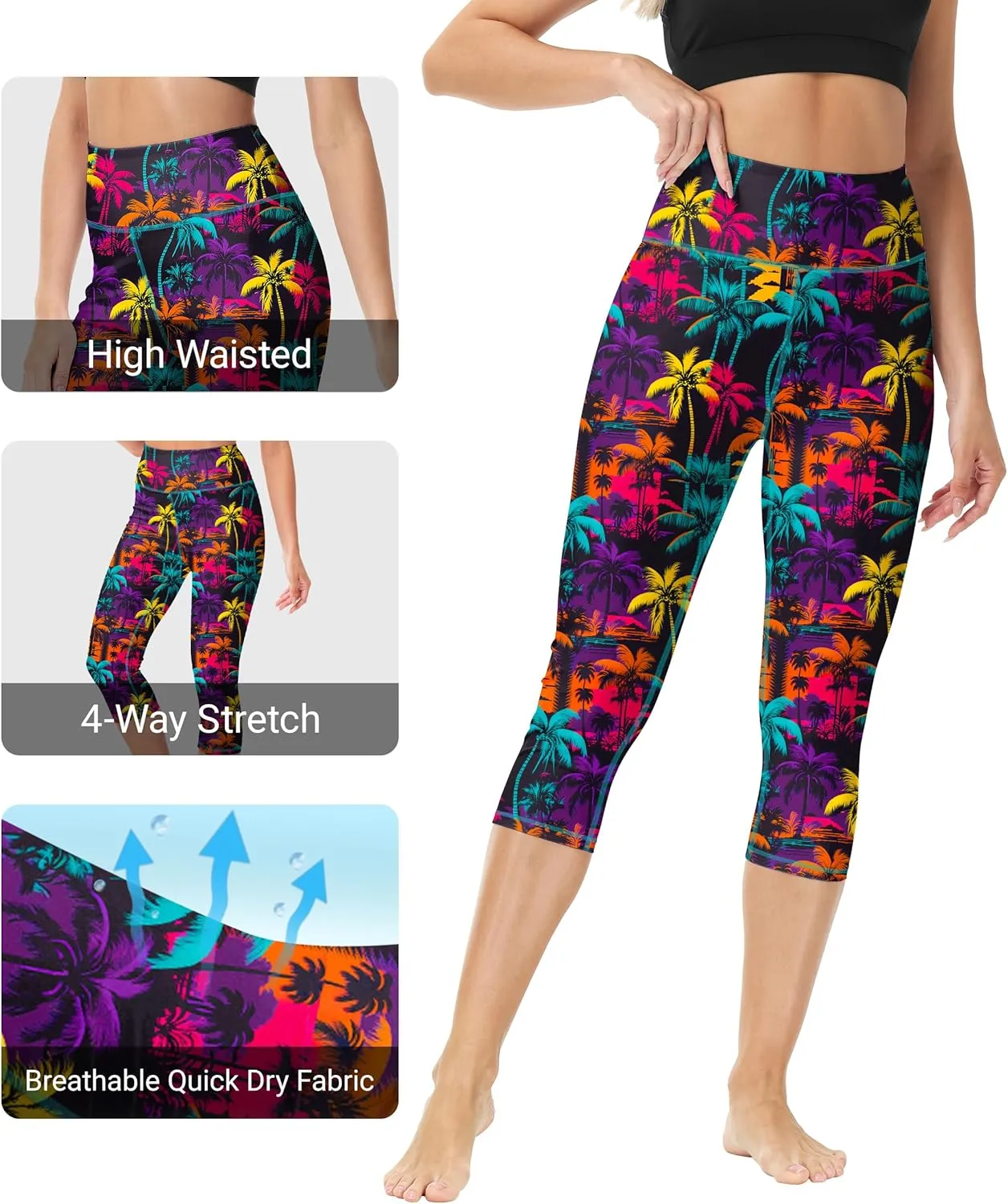 Deerose Women Swim Capris High Waisted Sun Protection UPF 50  Swimming Pants