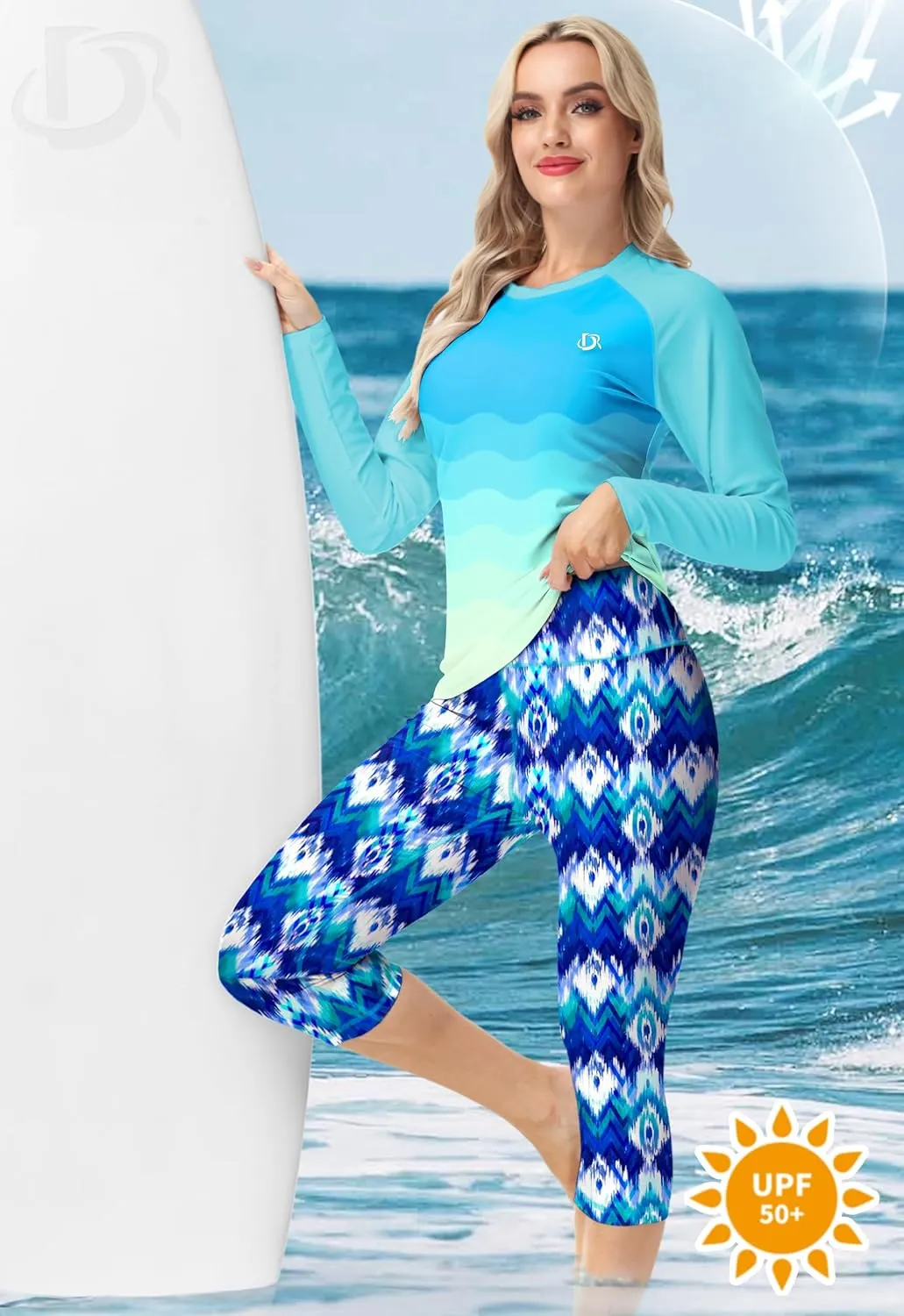 Deerose Women Swim Capris High Waisted Sun Protection UPF 50  Swimming Pants