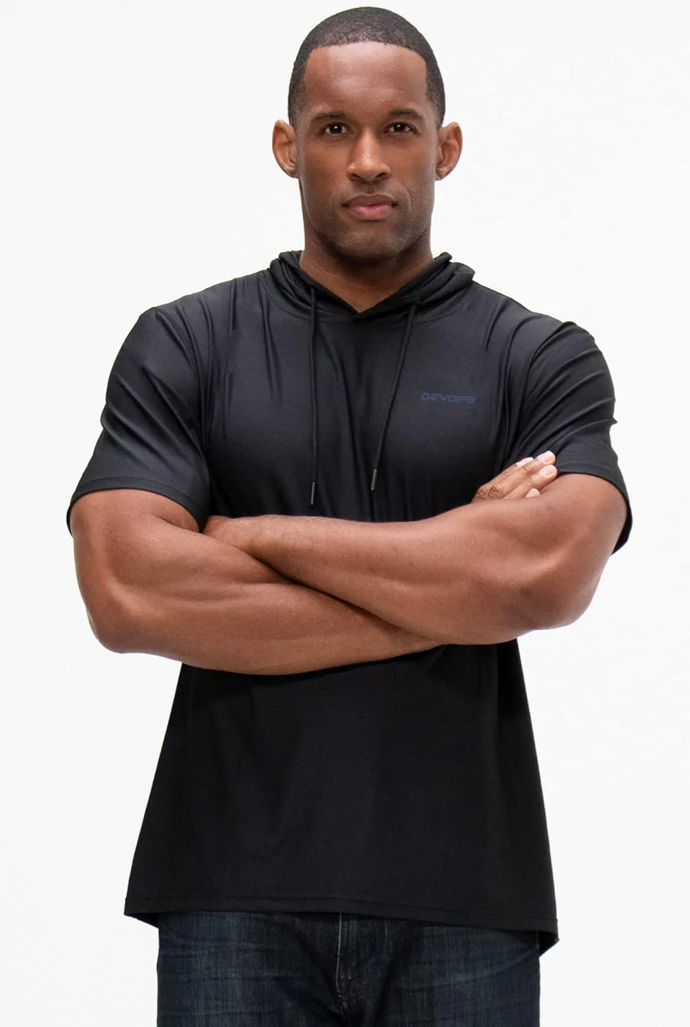 DEVOPS 3 Pack Men's Hoodie Short Sleeve Fishing Hiking Running Workout T-Shirts