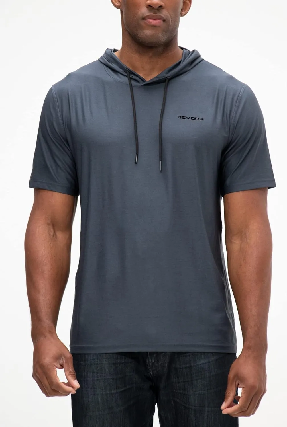 DEVOPS 3 Pack Men's Hoodie Short Sleeve Fishing Hiking Running Workout T-Shirts