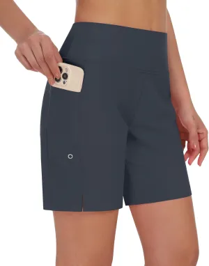DIBAOLONG Women's Swim Shorts 7" High Waisted Quick Dry UPF 50  Beach Board Shorts for Women with Liner & Pockets