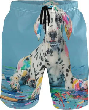 Digital Art Howling Wolf Mens Swimming Shorts Cute Swim Trunks Men Hawaiian Swimwear Quick Dry Shorts S