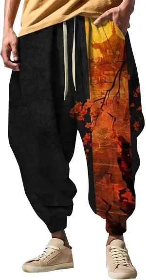 Drawstring Elastic Waist Baggy Sweatpants Trousers Sweatpants Mens Loungg Pants Mens Baggy Pants Samurai
