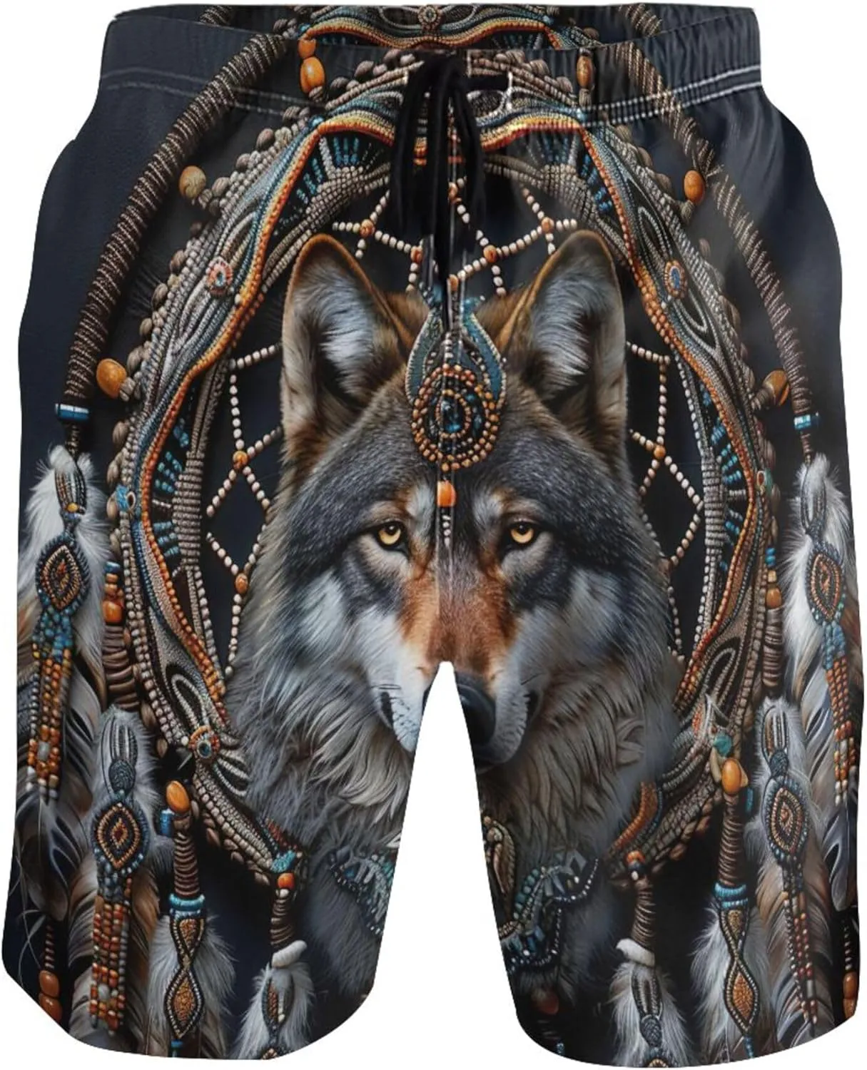 Dream Catcher Wolf Swim Trunks Men Cute Swimwear Quick Dry Surf Mens Swimming Shorts S
