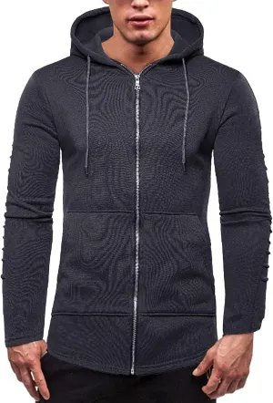 DuDubaby Men's Casual Camouflage Sports Sweatshirt Long Sleeve Zipper Hooded Jacket Coat