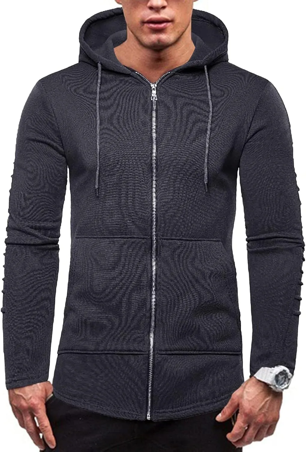 DuDubaby Men's Casual Camouflage Sports Sweatshirt Long Sleeve Zipper Hooded Jacket Coat