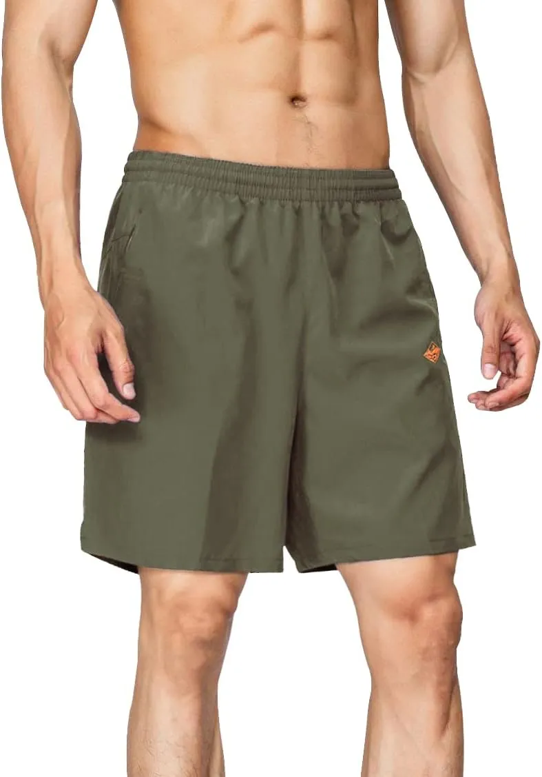 EXEKE Men's Quick Dry Running Shorts Lightweight Gym Workout Shorts with Zipper Pockets