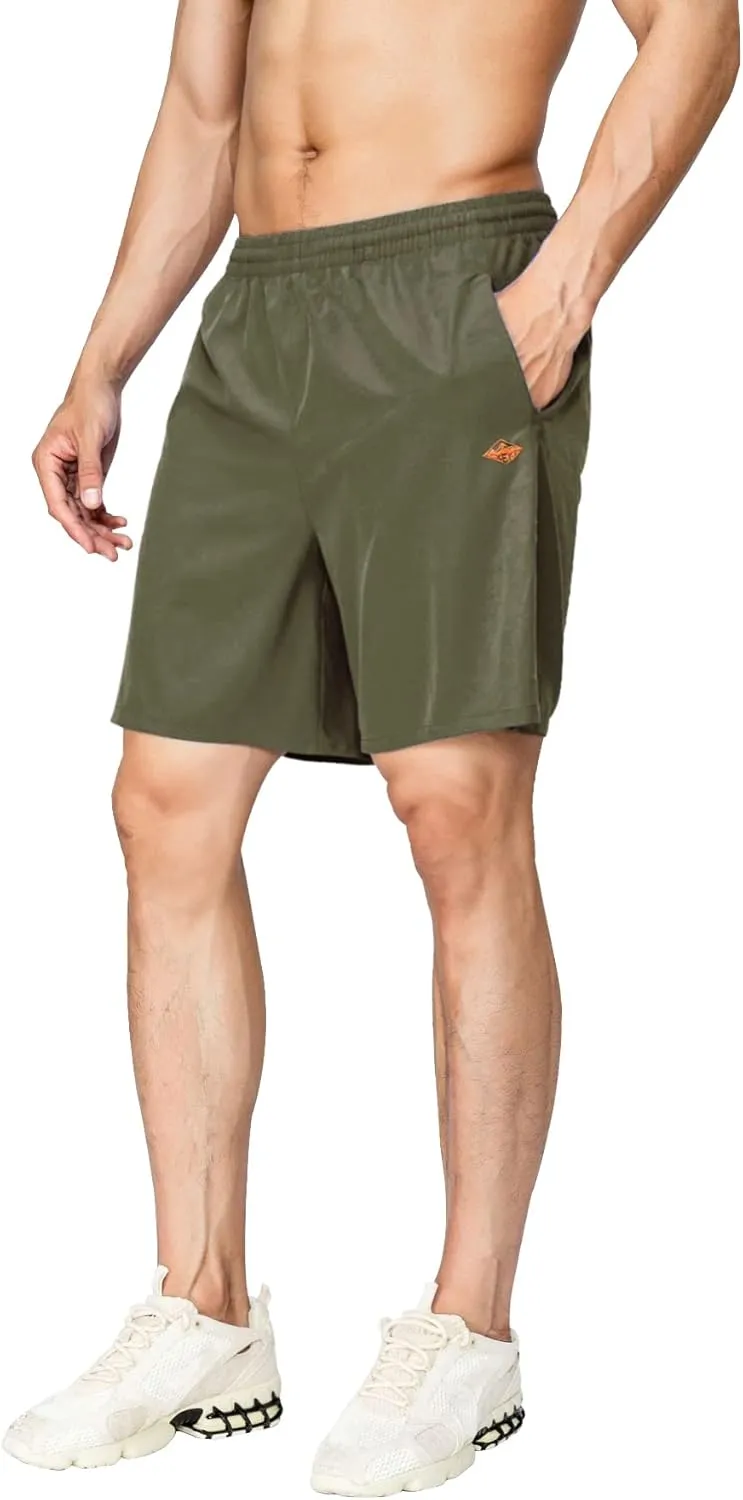EXEKE Men's Quick Dry Running Shorts Lightweight Gym Workout Shorts with Zipper Pockets