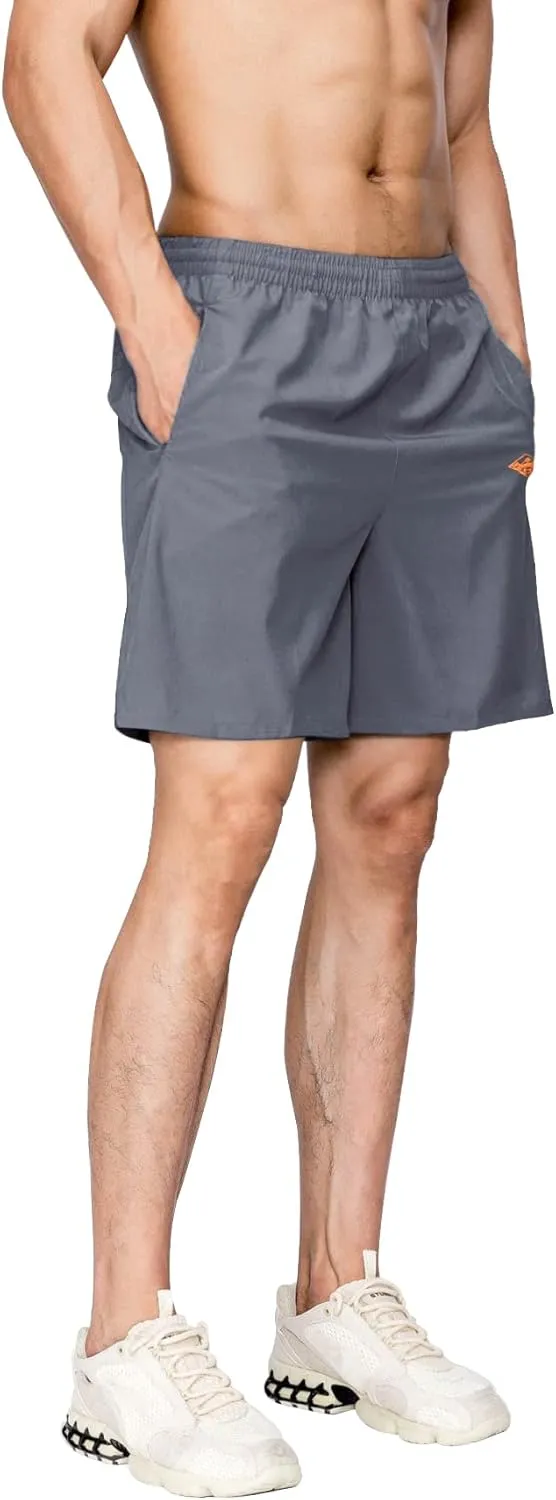 EXEKE Men's Quick Dry Running Shorts Lightweight Gym Workout Shorts with Zipper Pockets