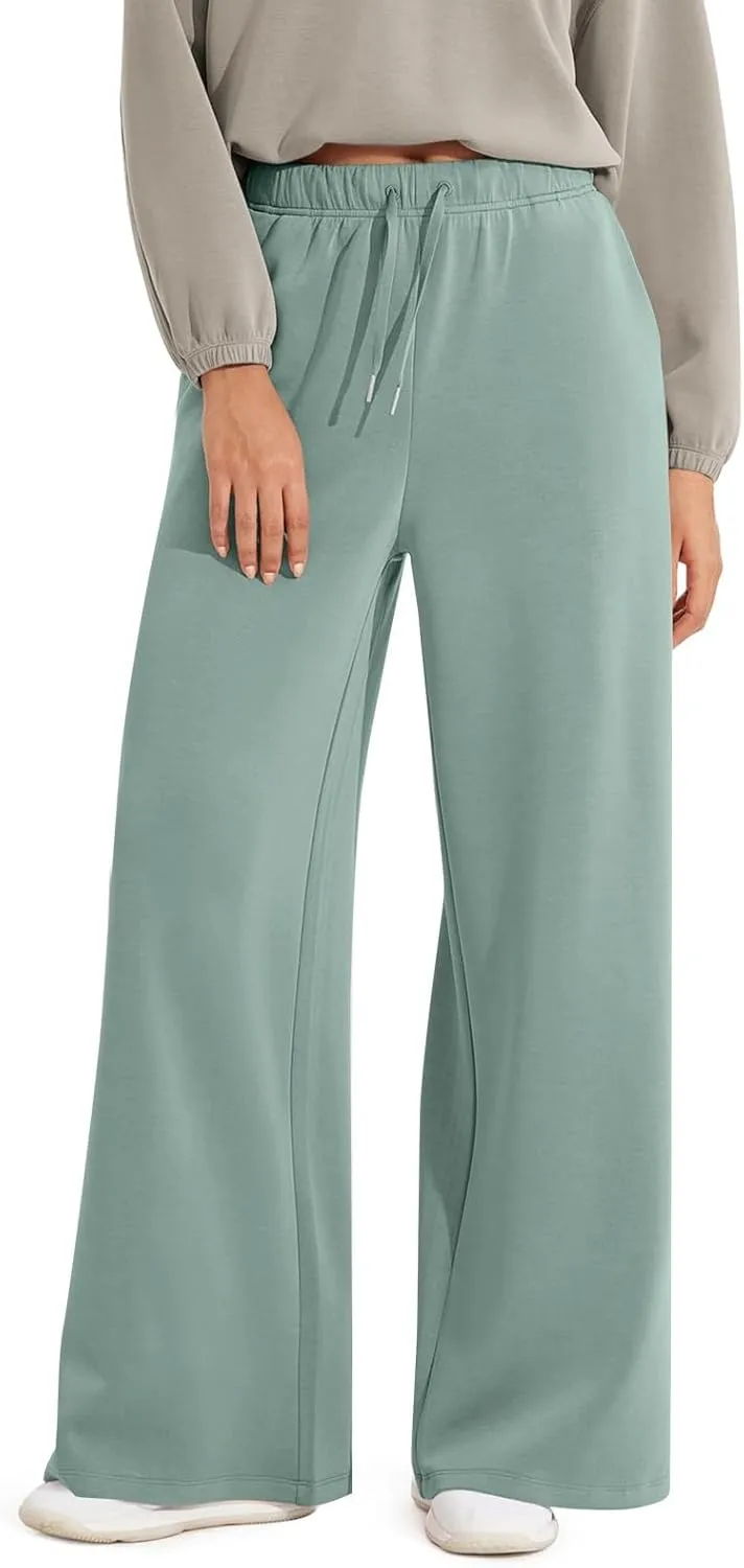 fanmpghleoo Wide Leg Sweatpants Women Baggy Drawstring High Waisted Joggers with Pockets Lightweight Casual Comfy Sweat Pants