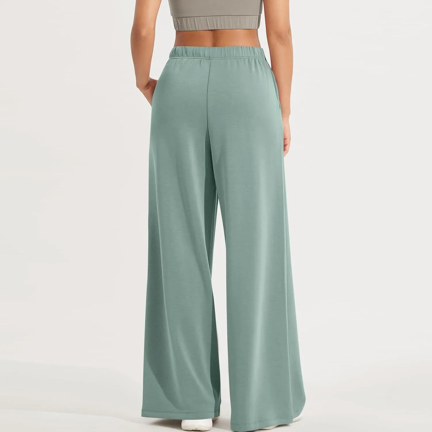 fanmpghleoo Wide Leg Sweatpants Women Baggy Drawstring High Waisted Joggers with Pockets Lightweight Casual Comfy Sweat Pants