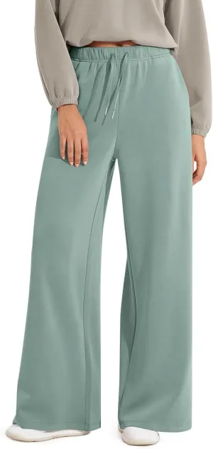 fanmpghleoo Wide Leg Sweatpants Women Baggy Drawstring High Waisted Joggers with Pockets Lightweight Casual Comfy Sweat Pants