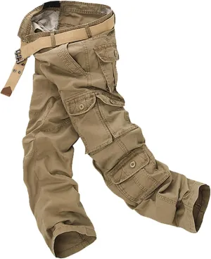 Finelylove Men's Cargo Pants Heavyweight Flex Construction Work Pants Ripstop Outdoor Hiking Pants with Multi Pockets