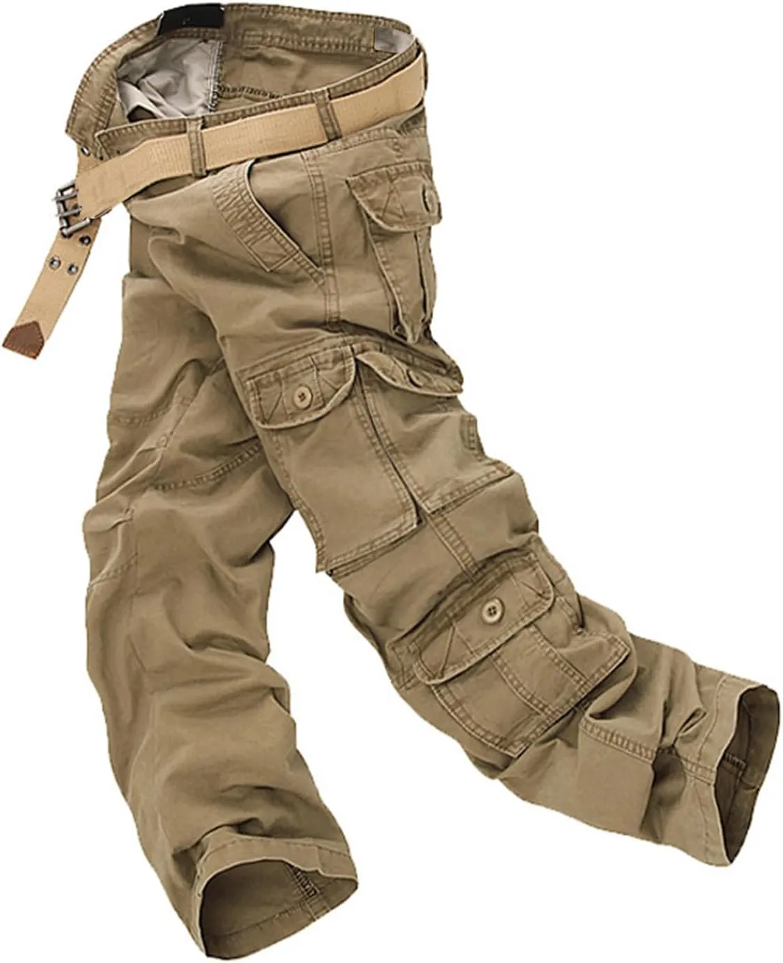 Finelylove Men's Cargo Pants Heavyweight Flex Construction Work Pants Ripstop Outdoor Hiking Pants with Multi Pockets