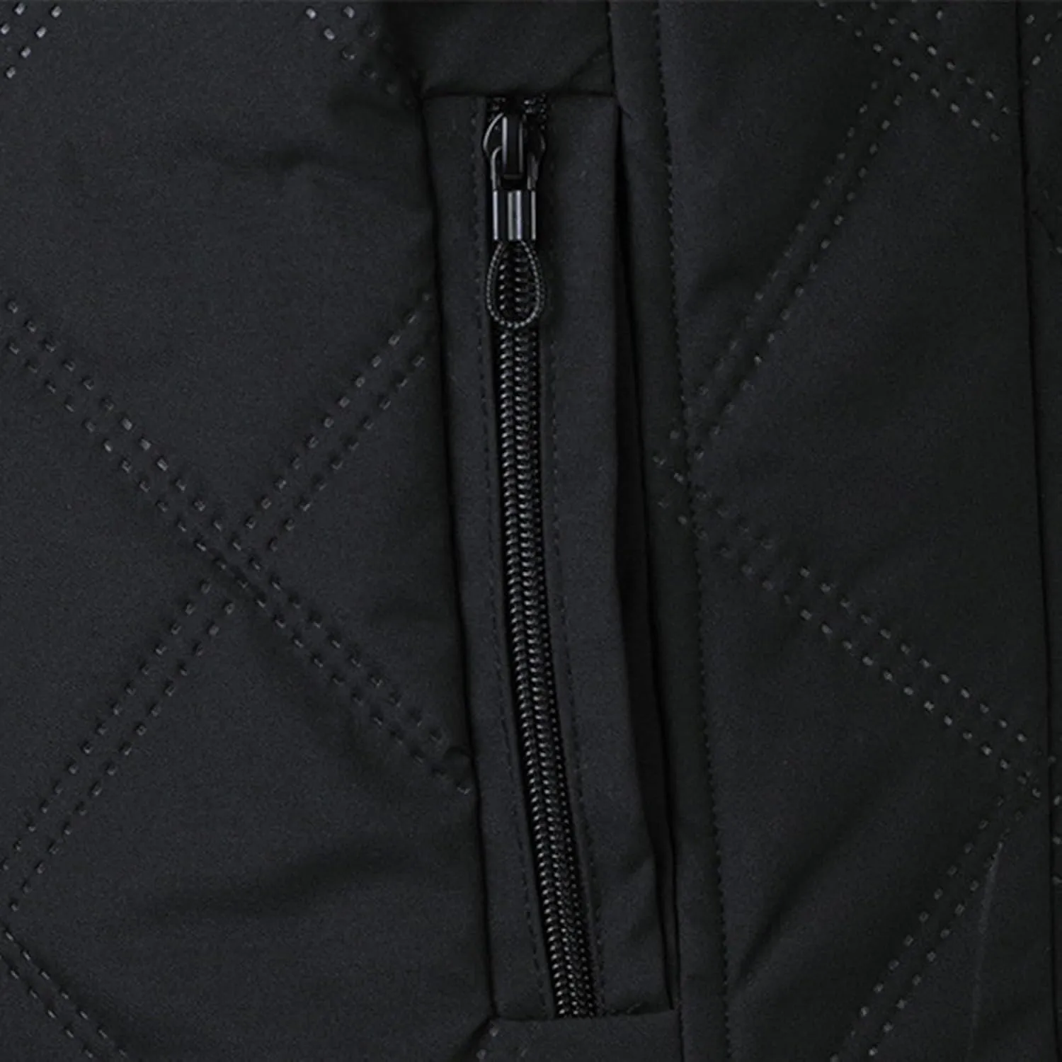 Finelylove Winter Jackets for Men Diamond Quilted Bomber Jacket Stand Collar Sherpa Lined Fleece Outwear Coat Fashion