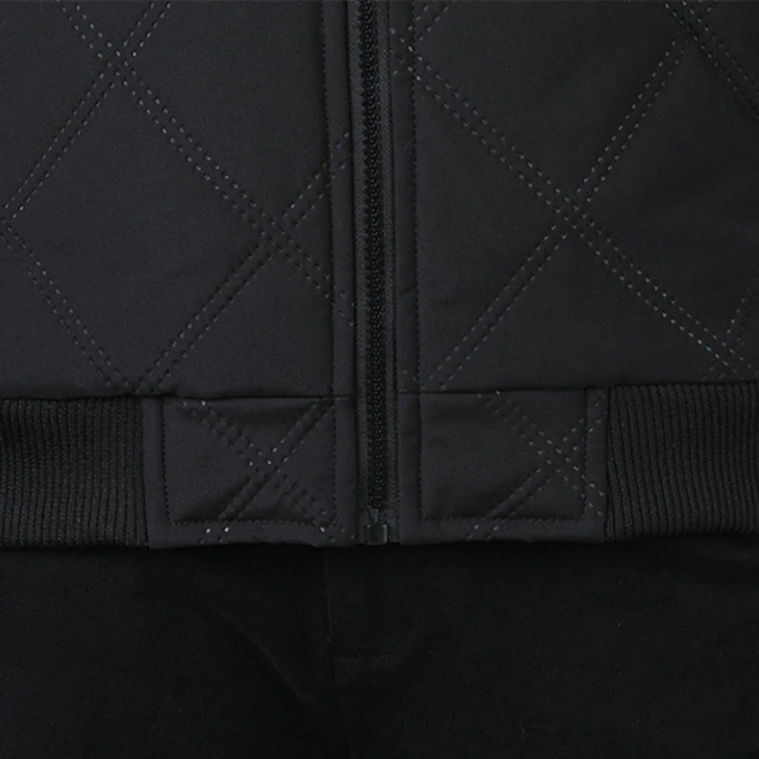 Finelylove Winter Jackets for Men Diamond Quilted Bomber Jacket Stand Collar Sherpa Lined Fleece Outwear Coat Fashion