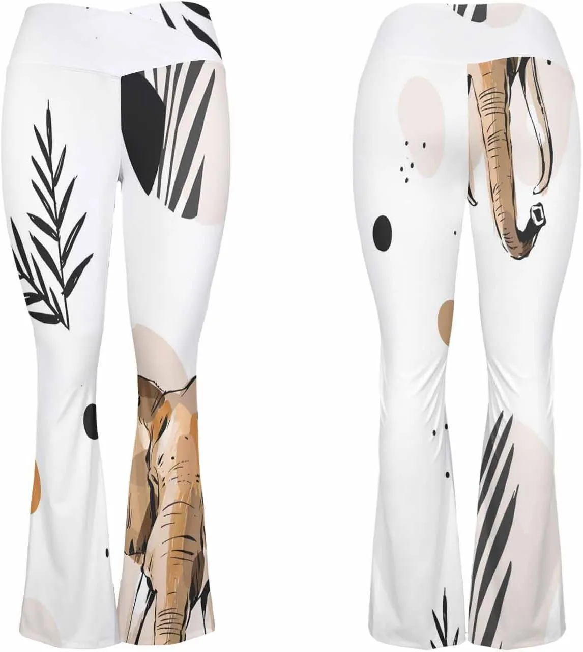Flair Leggings Abstract Geometric Art Printing Crossover High Waisted Bootcut Yoga Leggings-Flare Workout Gym Leggings