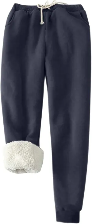 Fleece Joggers for Women Winter Warm Sweatpants Women Sherpa Lined Sweatpants with Pocket Athletic Sweatpants