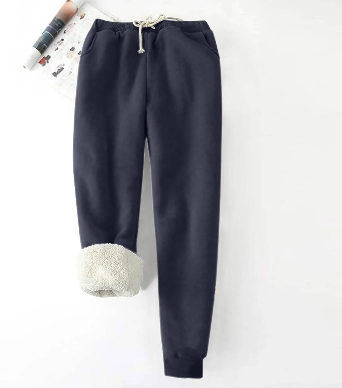 Fleece Joggers for Women Winter Warm Sweatpants Women Sherpa Lined Sweatpants with Pocket Athletic Sweatpants