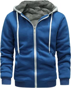 Fleece Lined Hooded Sweatshirts Zipper Sherpa Fluffy Workout Warm Casual Jacket Coat Fluffy Fuzzy Sweaters Plush Coat