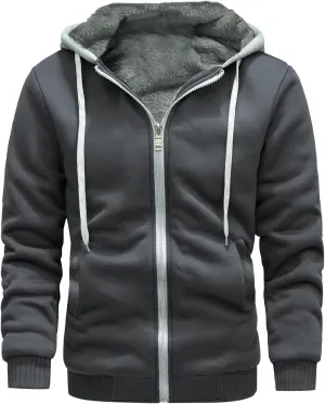 Fleece Lined Hooded Sweatshirts Zipper Sherpa Fluffy Workout Warm Casual Jacket Coat Fluffy Fuzzy Sweaters Plush Coat