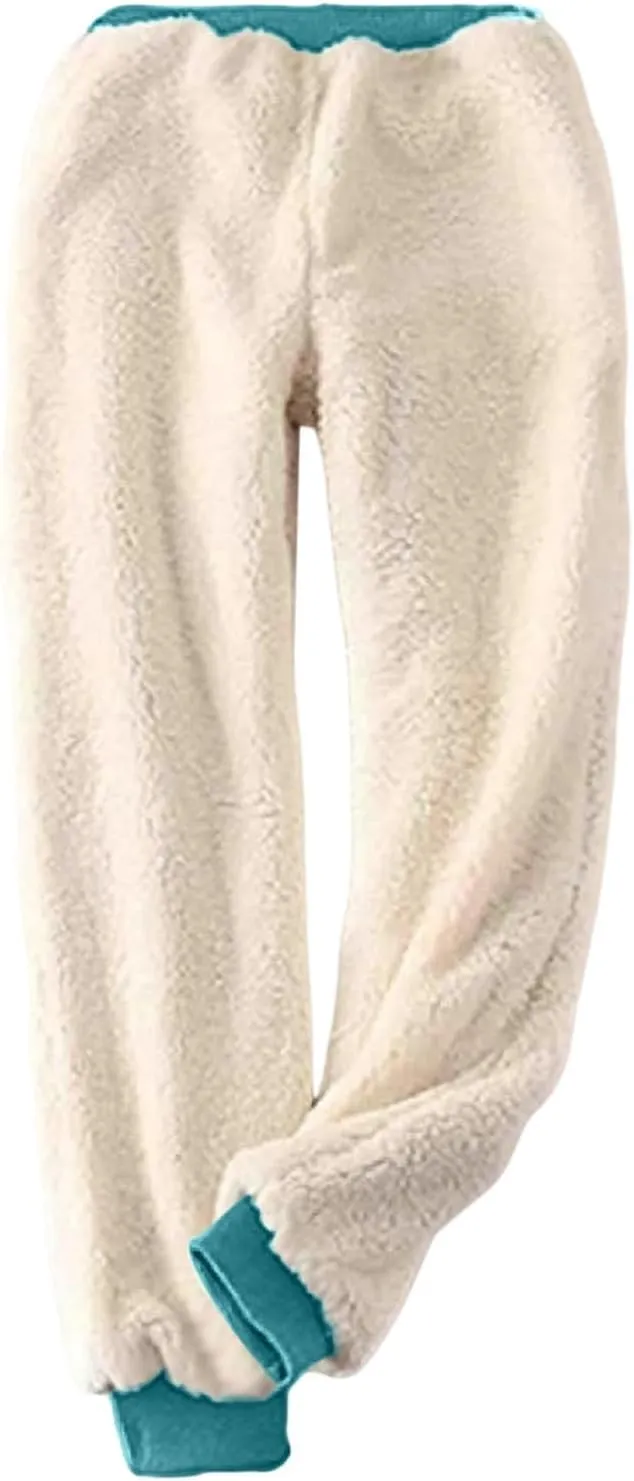 Fleece Lined Leggings Women Pink Graphic Winter Warm Sherpa Lined Sweatpants Thermal Leggings Joggers with Pockets