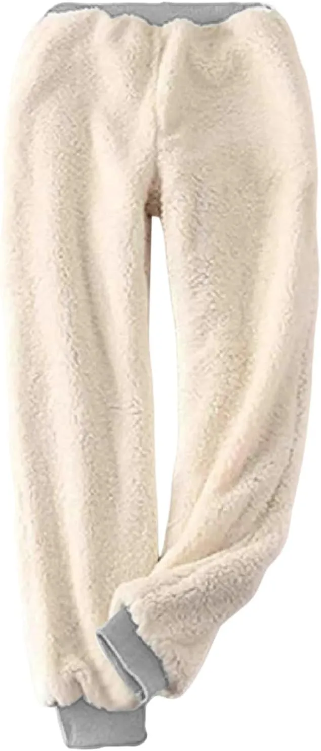 Fleece Lined Leggings Women Pink Graphic Winter Warm Sherpa Lined Sweatpants Thermal Leggings Joggers with Pockets