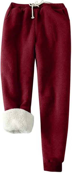 Fleece Lined Pants Women Winter Lightweight Warm Sweatpants with Pockets for Men Women Jogger Sweatpants