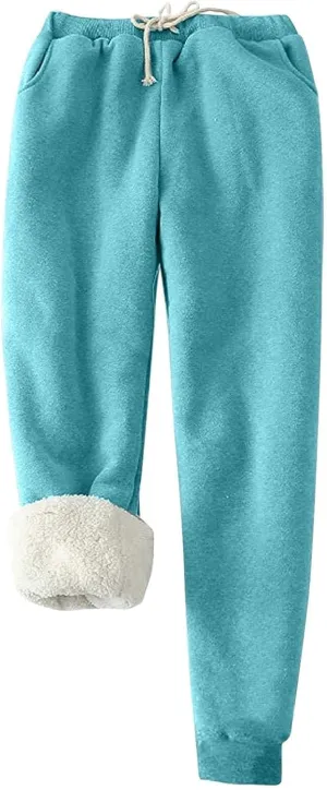 Fleece Lined Pants Women Winter Lightweight Warm Sweatpants with Pockets for Men Women Jogger Sweatpants