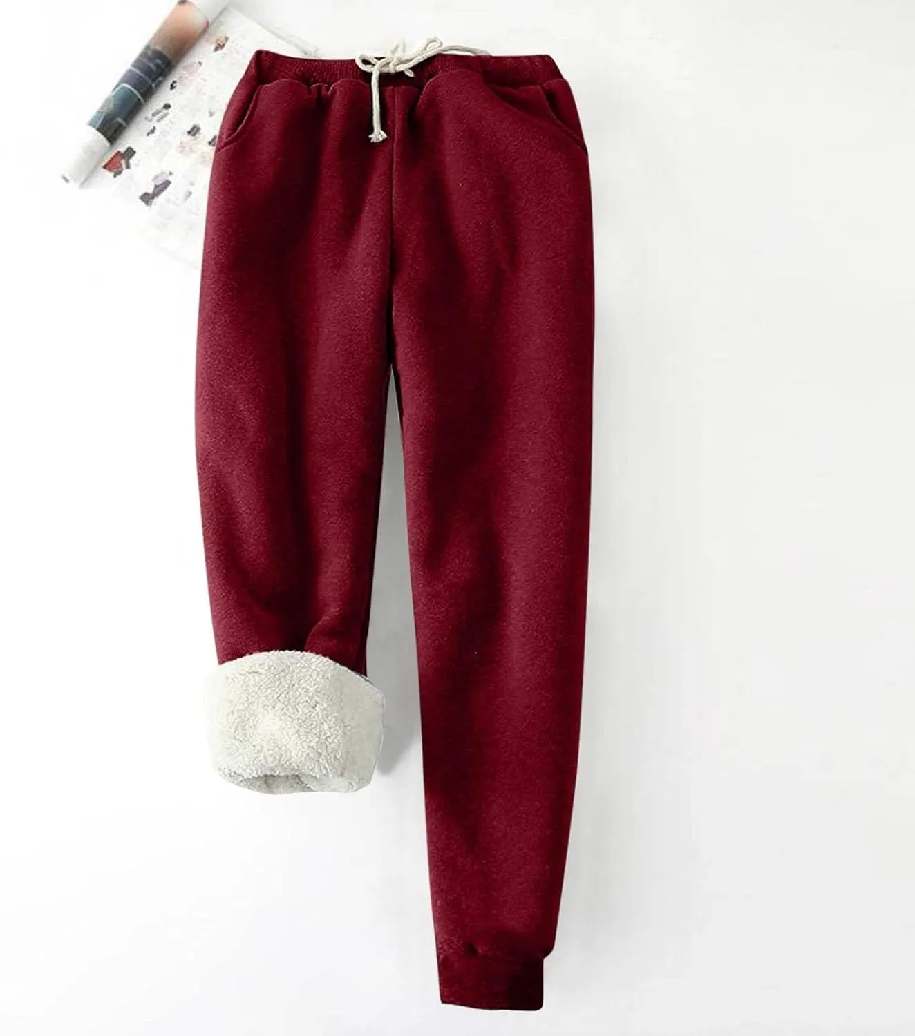 Fleece Lined Pants Women Winter Lightweight Warm Sweatpants with Pockets for Men Women Jogger Sweatpants