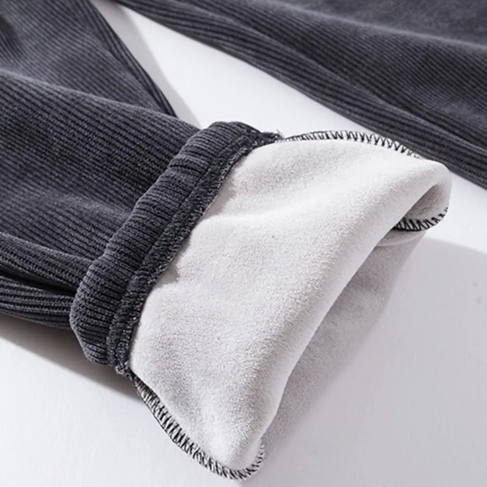 Flygo Women's Fleece Lined Sweatpants Corduroy Cinch Bottom Joggers Winter Pants