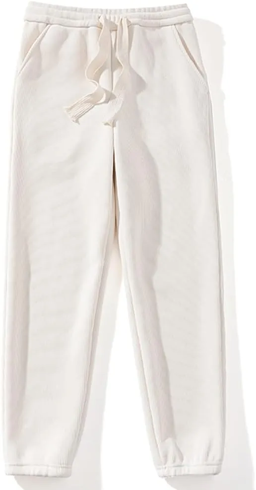 Flygo Women's Fleece Lined Sweatpants Corduroy Cinch Bottom Joggers Winter Pants