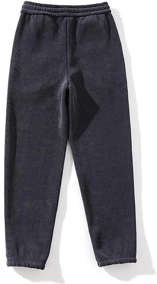 Flygo Women's Fleece Lined Sweatpants Corduroy Cinch Bottom Joggers Winter Pants