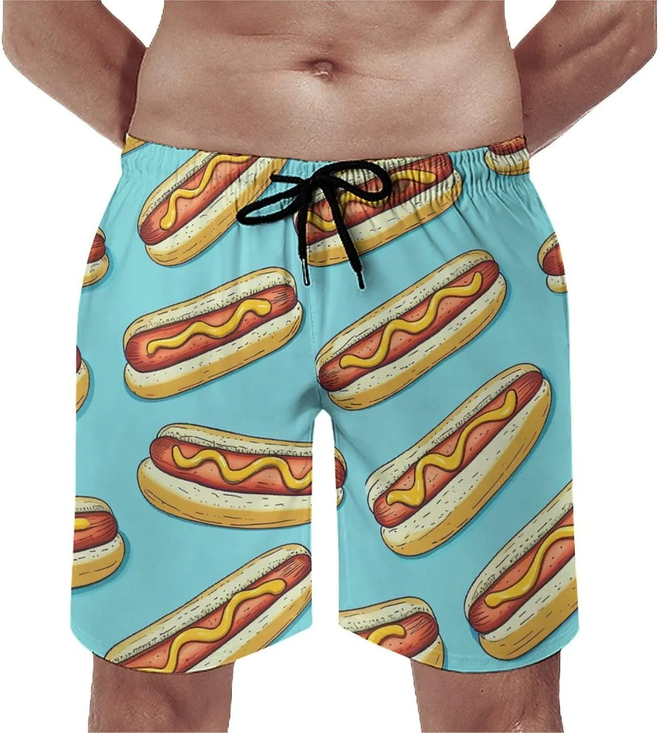 Food Pattern Men's Athletic Running Shorts with Pockets Lightweight Beach Shorts Quick Dry