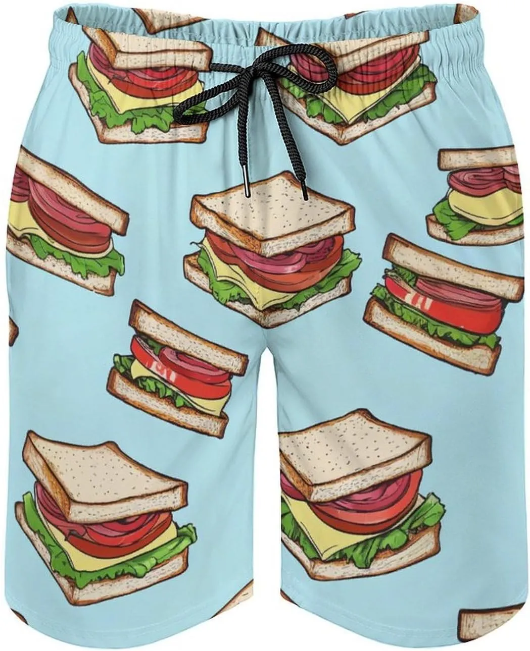 Food Pattern Men's Athletic Running Shorts with Pockets Lightweight Beach Shorts Quick Dry