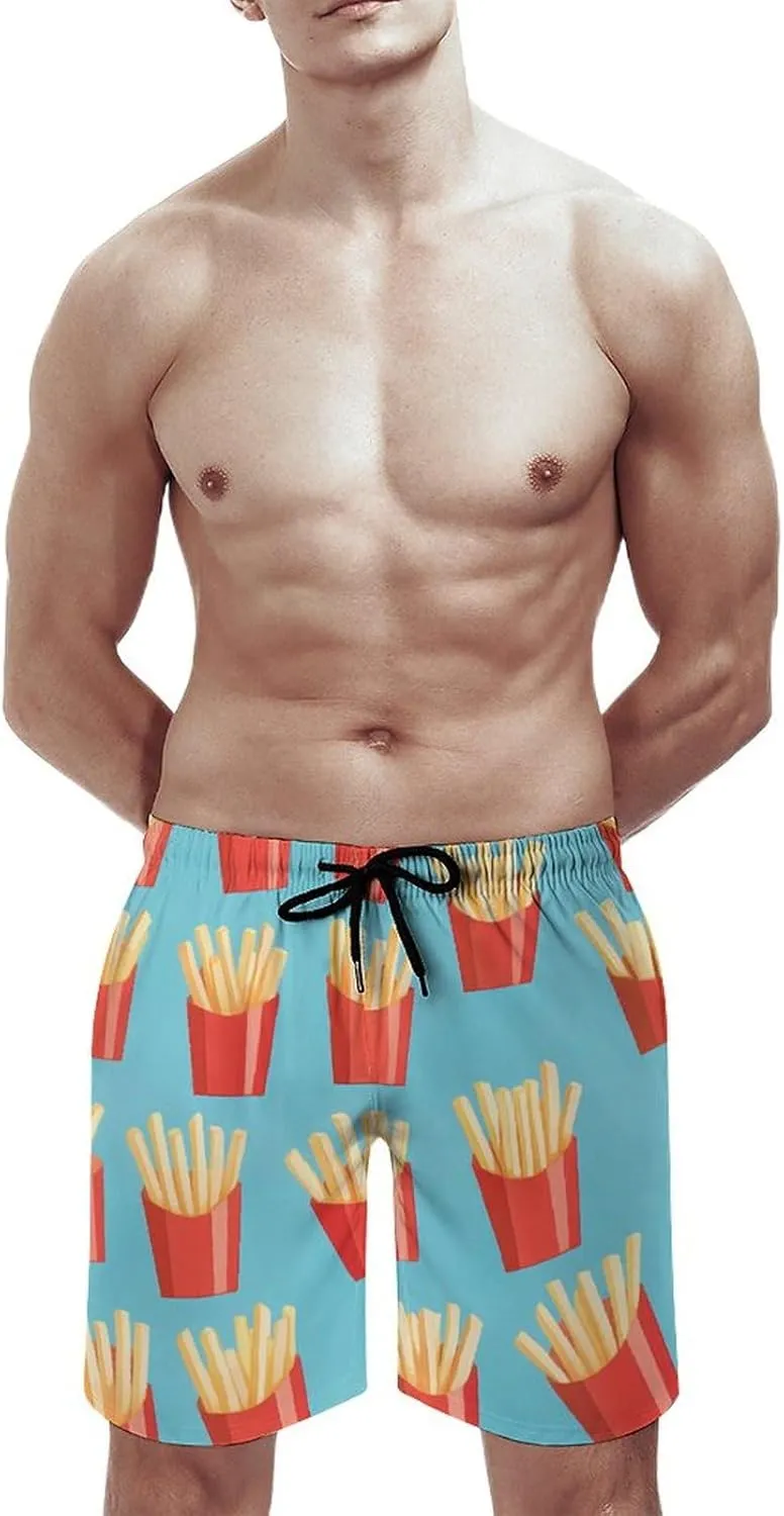 Food Pattern Men's Athletic Running Shorts with Pockets Lightweight Beach Shorts Quick Dry
