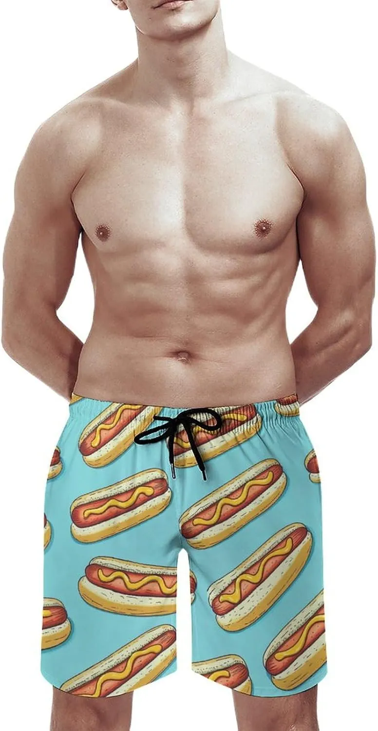 Food Pattern Men's Athletic Running Shorts with Pockets Lightweight Beach Shorts Quick Dry