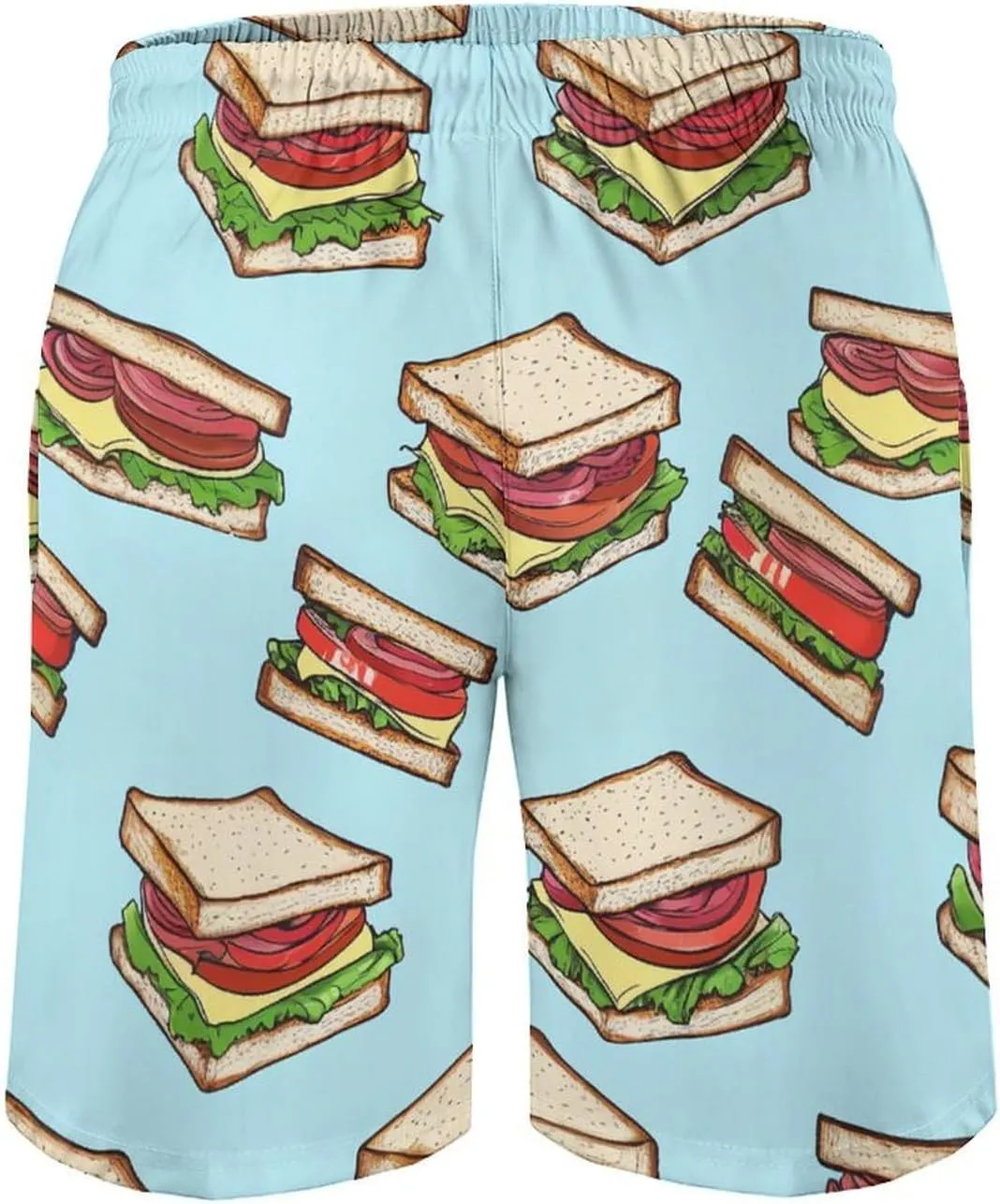 Food Pattern Men's Athletic Running Shorts with Pockets Lightweight Beach Shorts Quick Dry