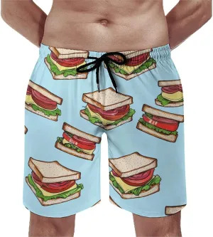 Food Pattern Men's Athletic Running Shorts with Pockets Lightweight Beach Shorts Quick Dry