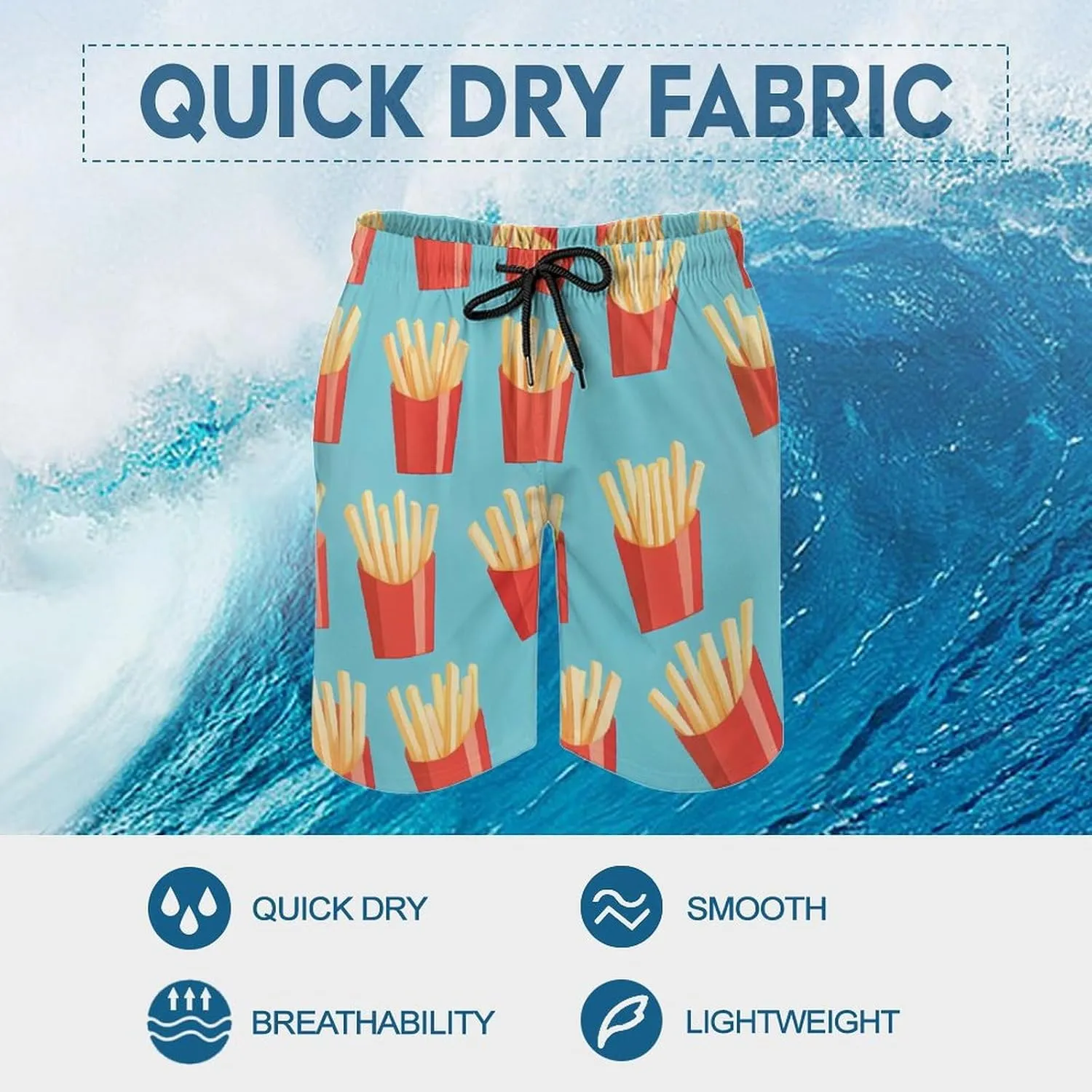 Food Pattern Men's Athletic Running Shorts with Pockets Lightweight Beach Shorts Quick Dry