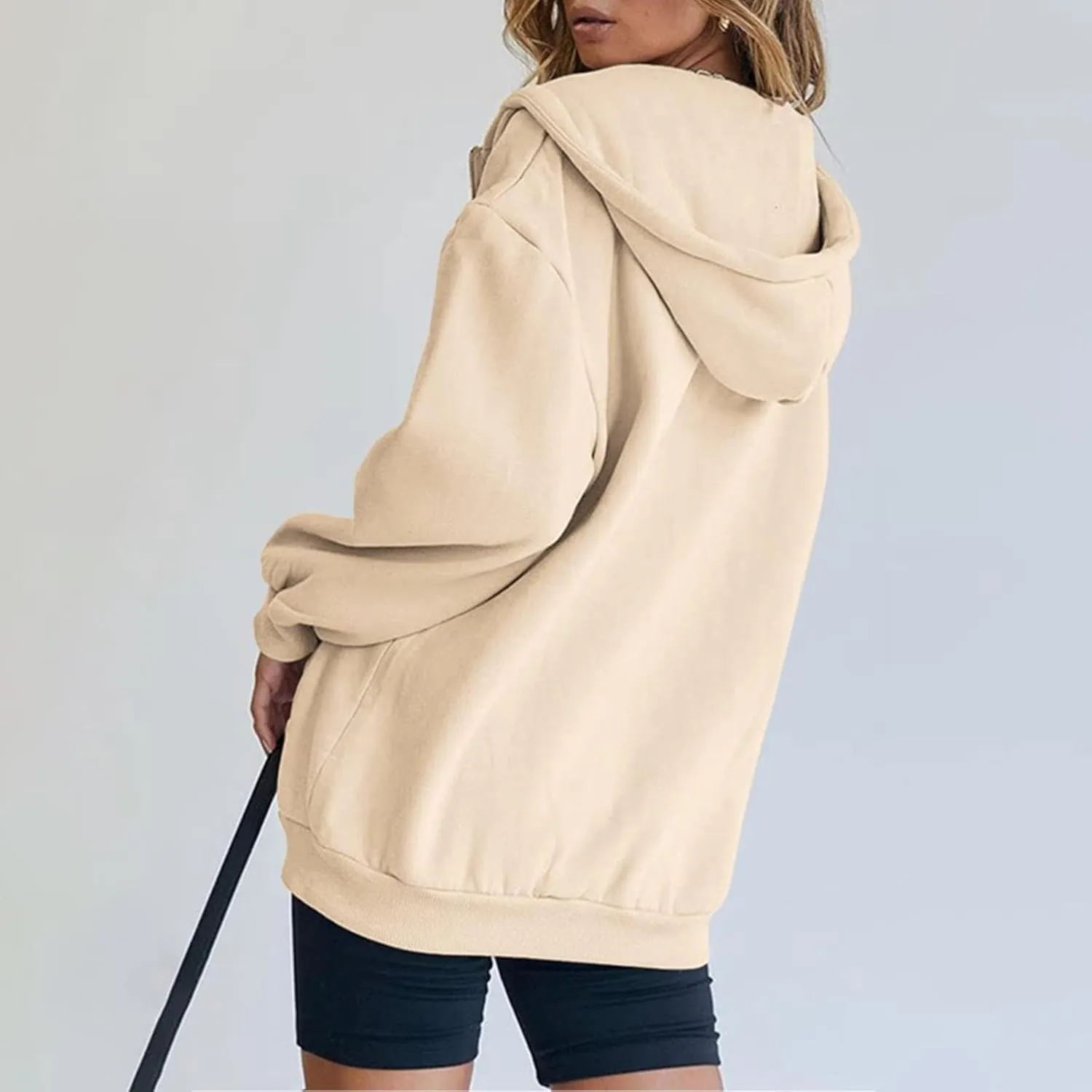Full Zip Up Hoodie for Women Trendy 2024 Oversized Fleece Lightweight Sweatshirt Jacket Fall Preppy Teen Girls Outfit