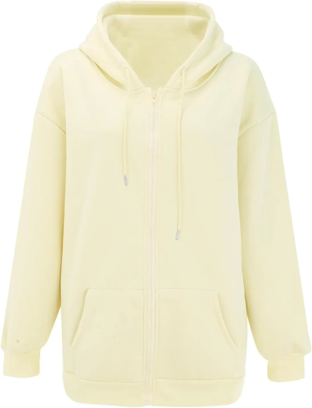 Full Zip Up Hoodie for Women Trendy 2024 Oversized Fleece Lightweight Sweatshirt Jacket Fall Preppy Teen Girls Outfit